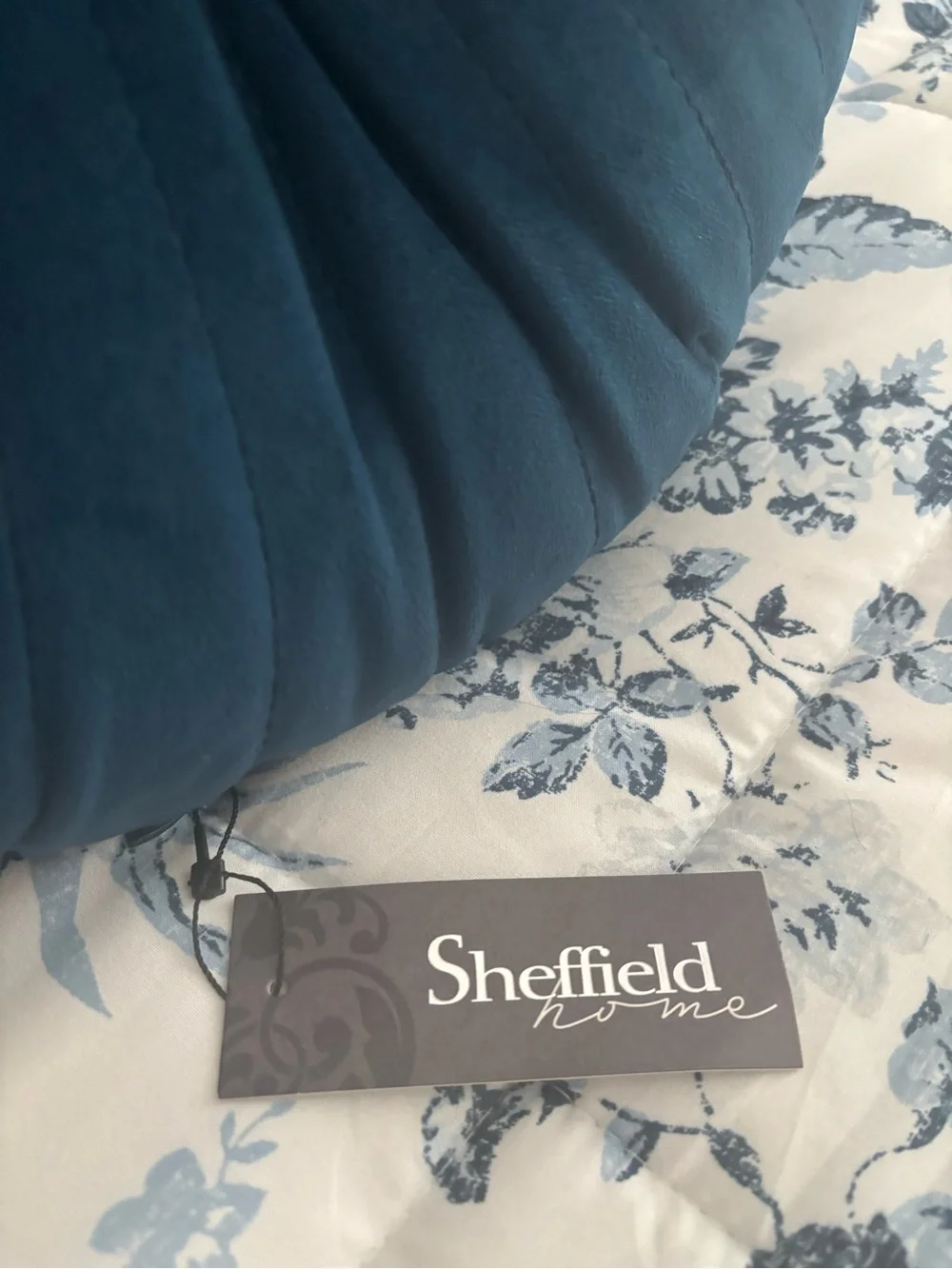 Velvety Round Tuft Pillow Sheffield Home Beautiful Blue NWT Final Sale